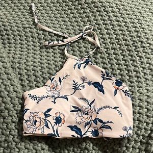 L.A. Hearts (Pac Sun).. floral halter bathing suit top. Light pink, blue flowers